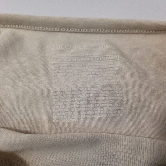 Cat & Jack L 10/12 Girls Beige T-Shirt With Black Smiley Flowers Print - Picture 6 of 7